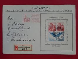 1938: W11 Aarauerblock auf sauberem Ausstellungsbrief