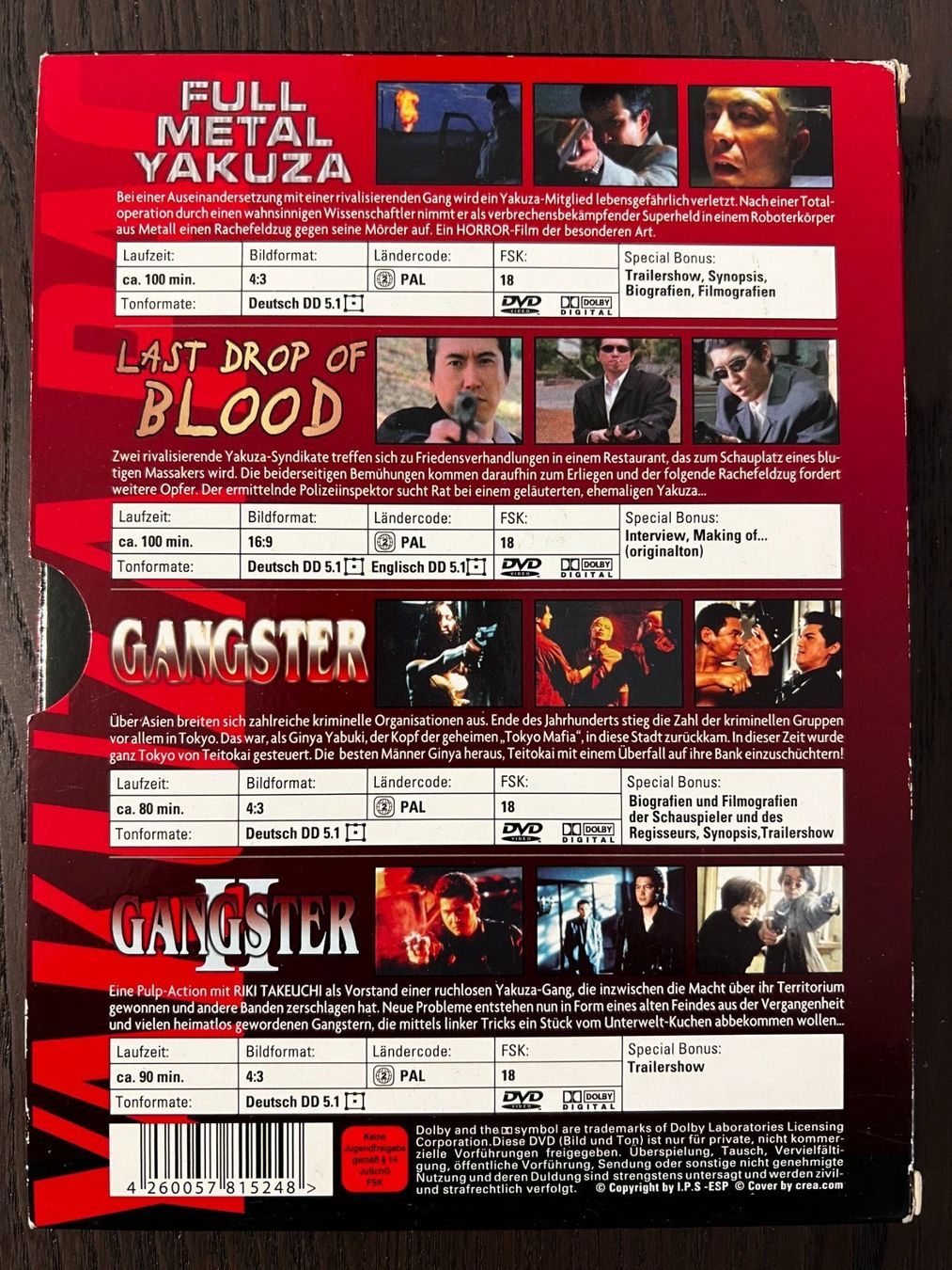 Tutti i DVDs: Yakuza Pac – Usato da Zürich venduto da FilmFreunde 1