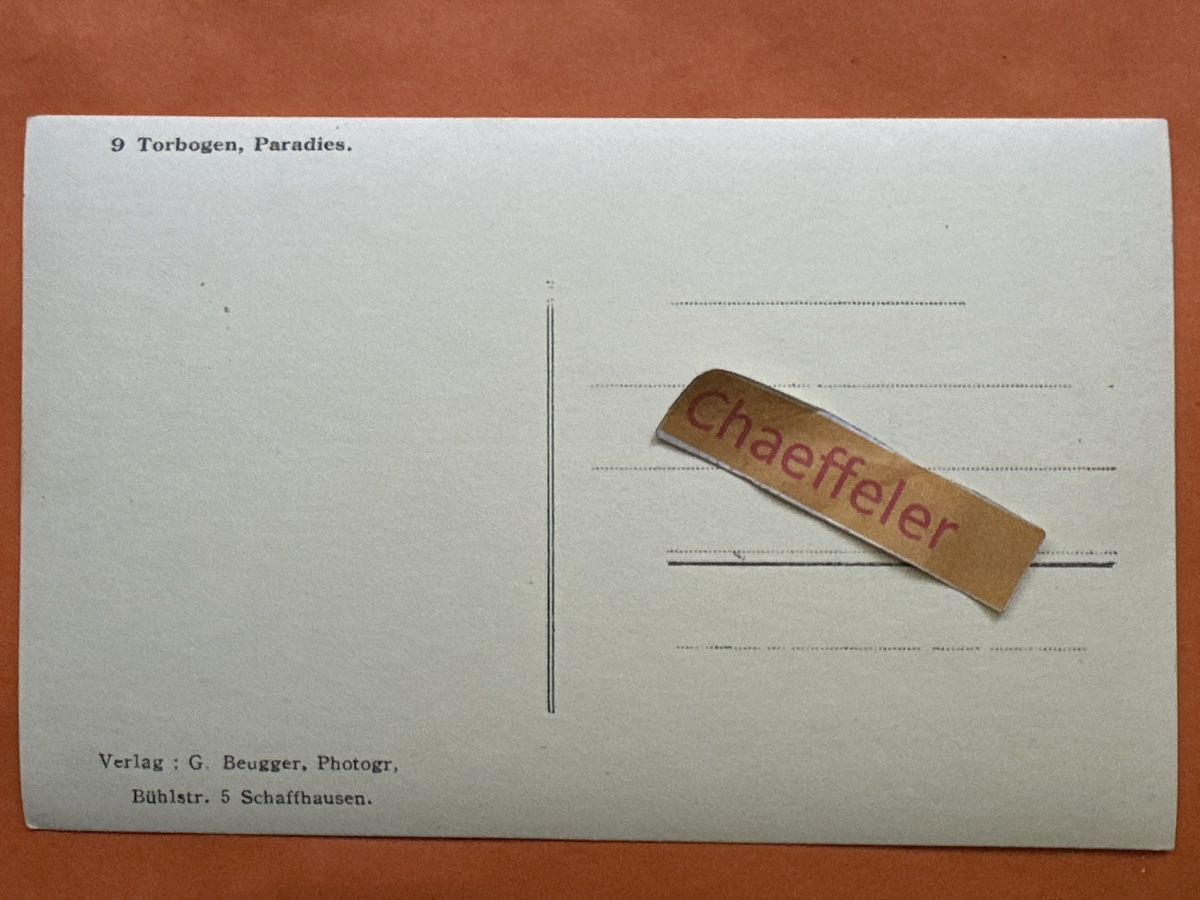 Cartoline postali: Naturstudien 9 Torbogen,  Paradies Schaffhausen, CH – Usato da Zürich venduto da Chaeffeler 1