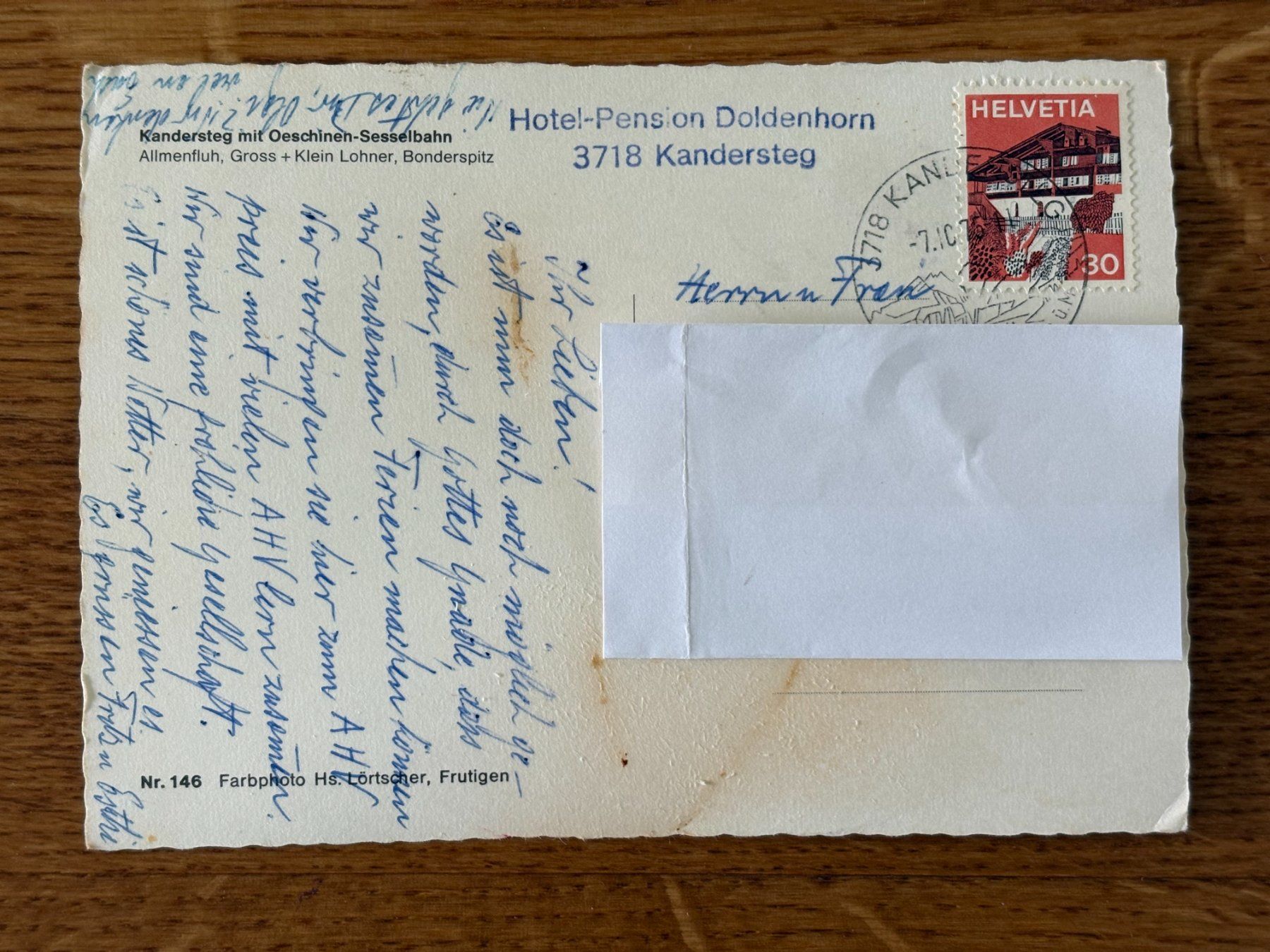 Cartoline postali: Ansichtskarte  Kandersteg mit Oeschinen-Sesselbahn! – Usato da Mönchaltorf venduto da Tschibi 1
