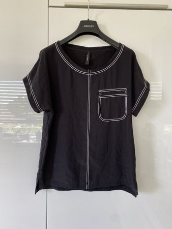 MARCCAIN Bluse schwarz mit Kontrastnaht Gr.N3 (38-40)