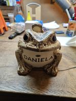 Süsse Frosch Deko mit Kind handbemalt (D1)