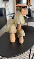 Deko Pilz Set 3 Stück Holz goldfarben Herbstlich  Deco
