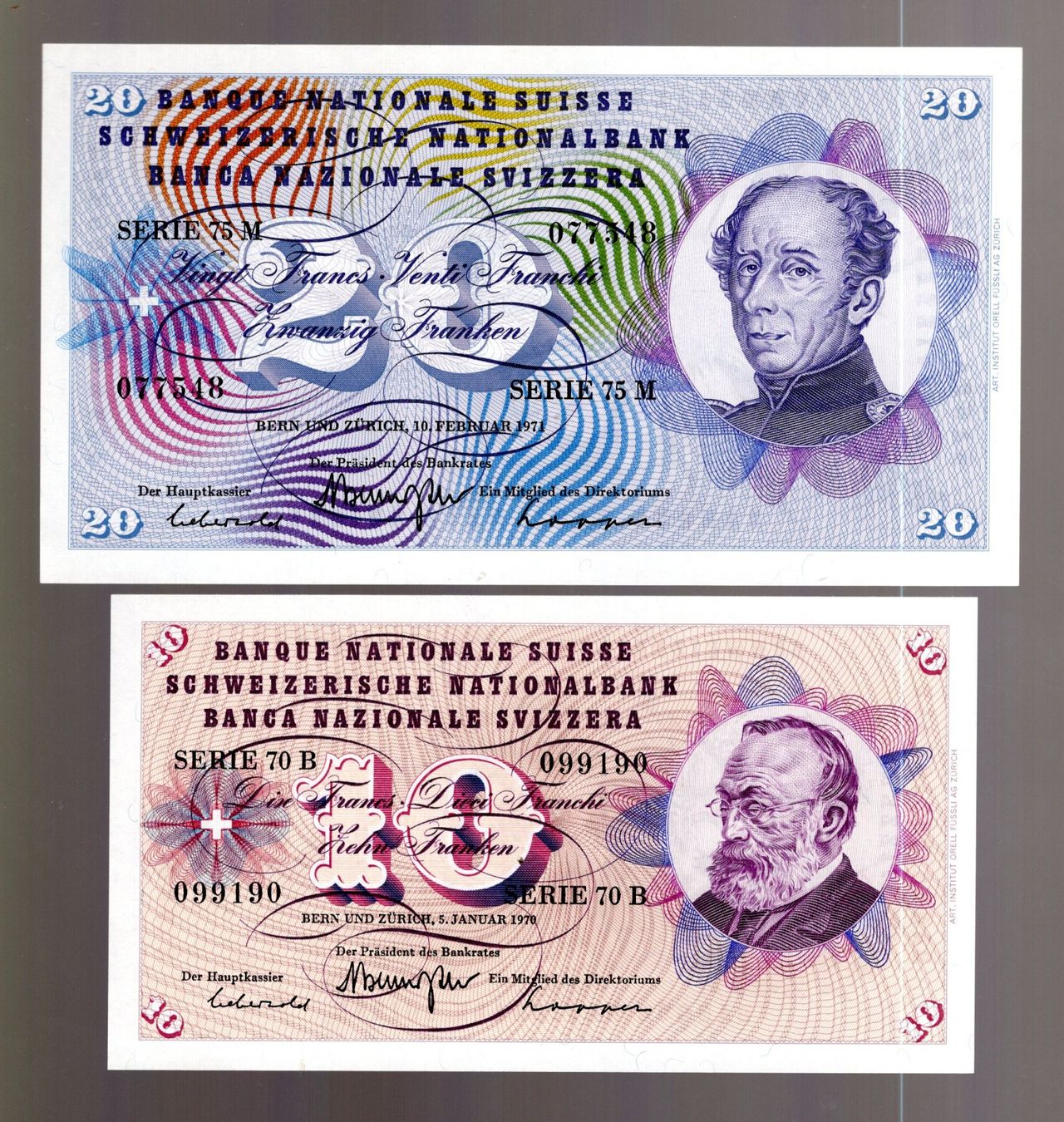Banknoten: Schweizer noten 2 stück UNZ – Neu (gemäss Beschreibung) aus Leibstadt von baroc333