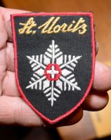 VINTAGE Badge ST. MORITZ ST. GALLER STICKEREI schneeflocke