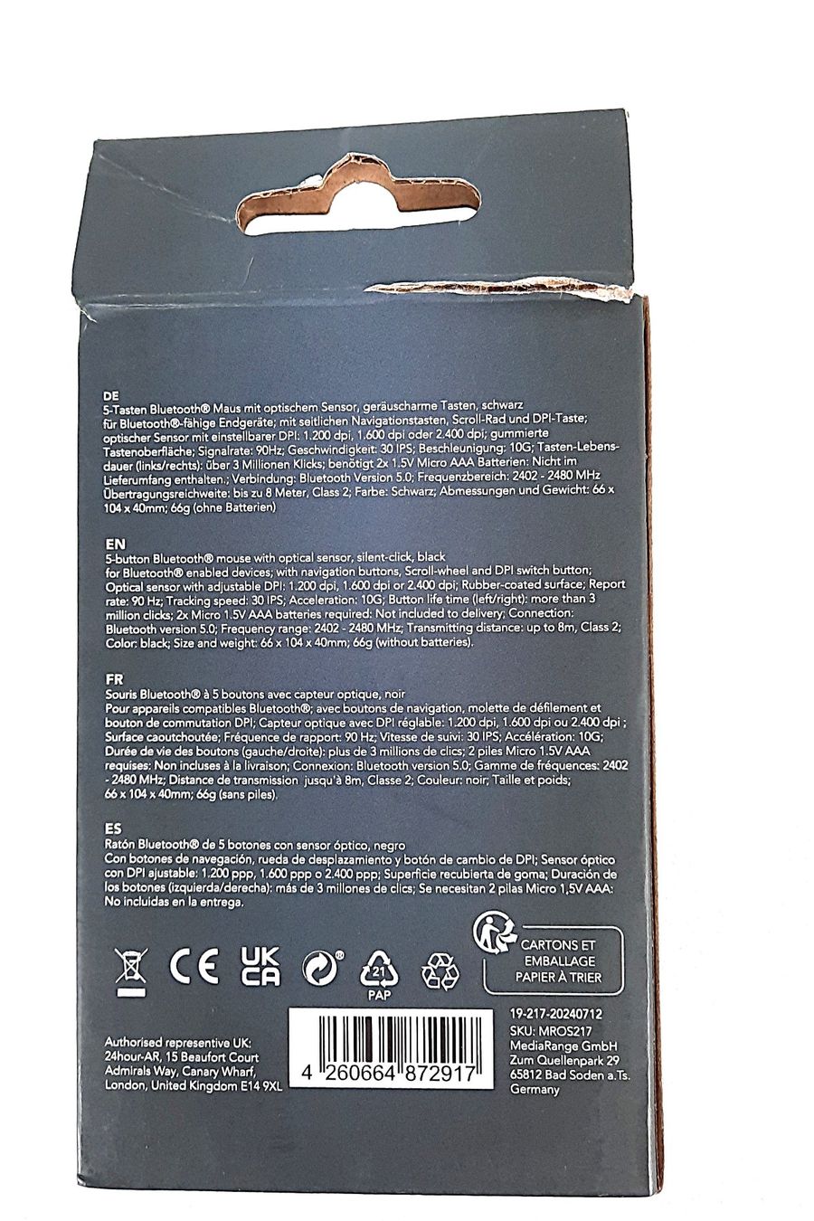 Maus: MEDIARANGE Bluetooth Maus – Neu (gemäss Beschreibung) aus Beinwil am See von Restwert_Beinwil 1
