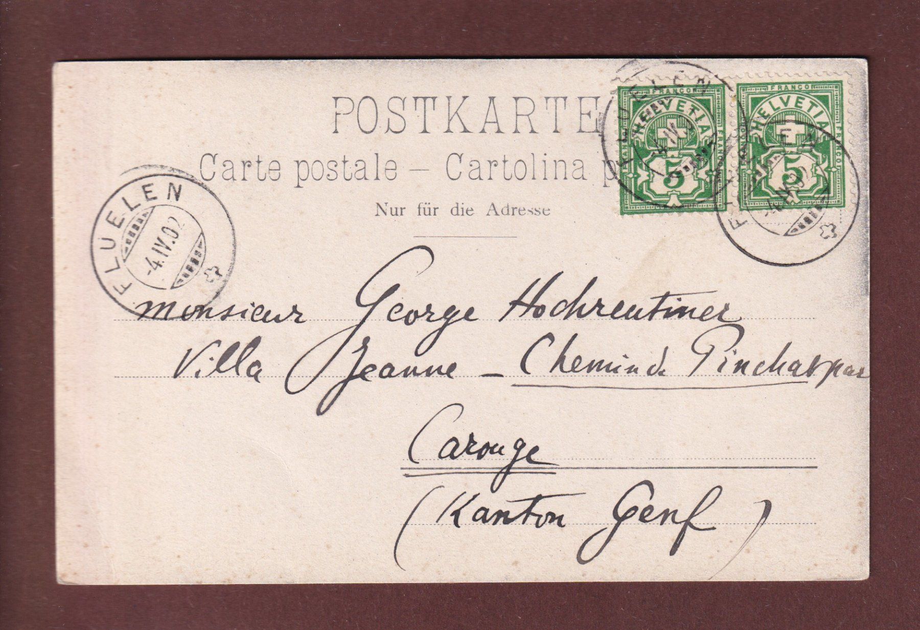 Cartoline postali: AXENSTRASSE - 1902 – Usato da Pully venduto da nicecards 1