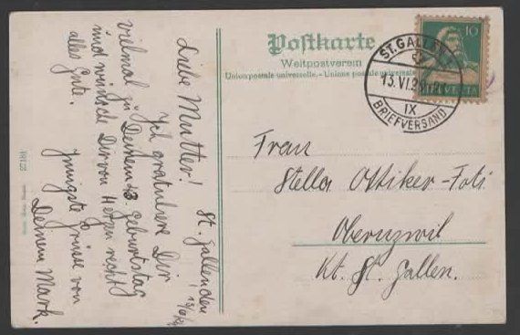 Cartoline postali: ST. GALLEN, ST. LEONHARDSKIRCHE  1929   (L – Usato da Ruggell venduto da Masescha 1