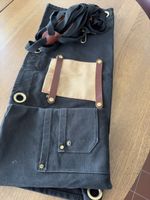 Barista Schürze  Canvas schwarz Leder braun
