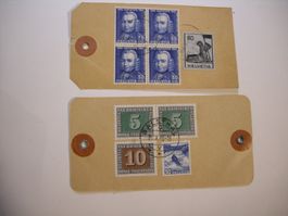 2 RARE PAKETETIKETTEN NACH LANGENTHAL UND ADELBODEN