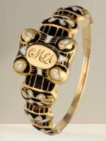 Sale! Antik 18k Goldring Emaille mit Geheimfach