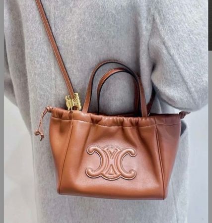 Celine Cuir Triomphe Cabas Drawstring Small