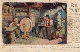 Appenzell  AI  -   Bauer bei der Butterproduktion    um 1900