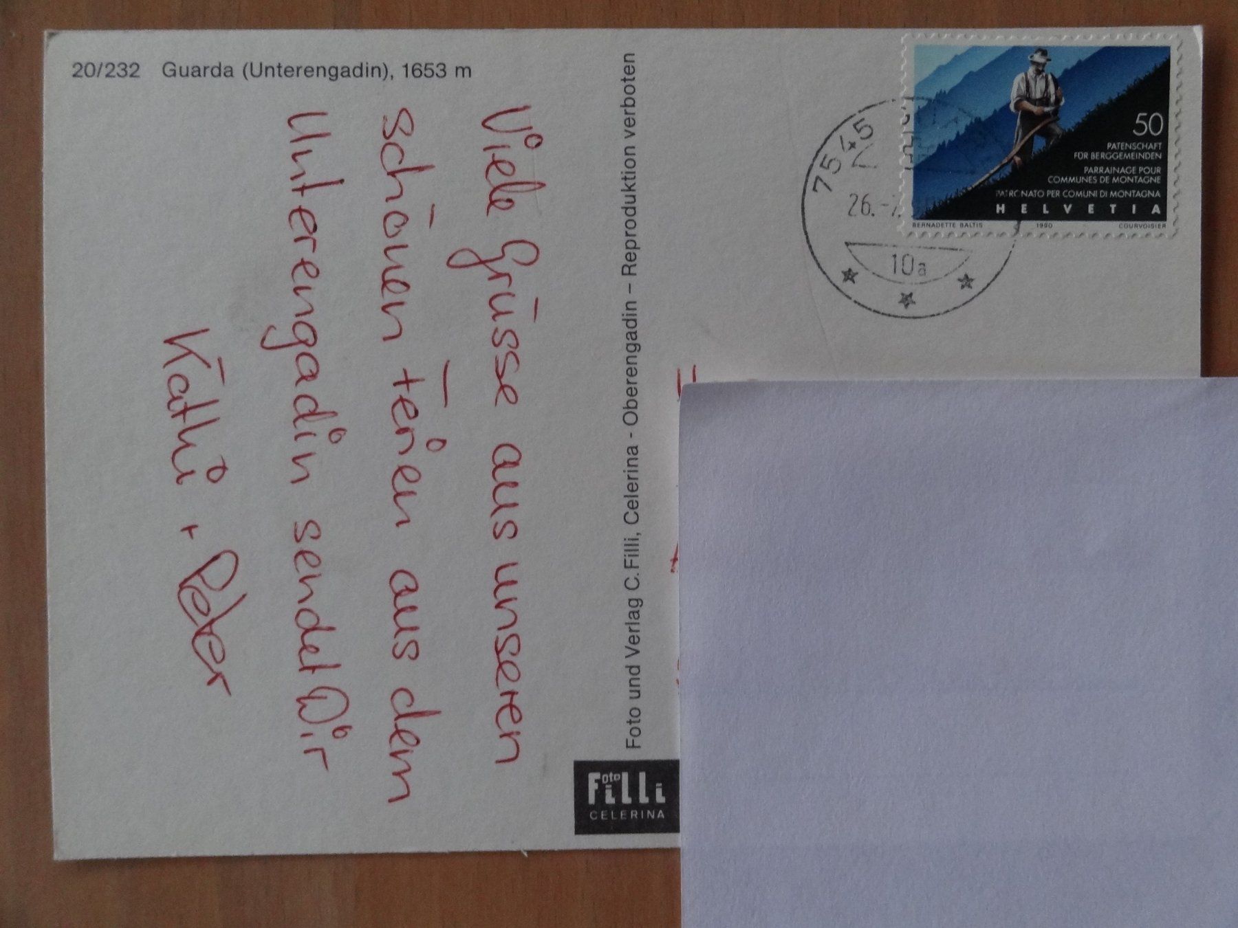 Cartoline postali: Guarda Engadine 1982 - 20/232. – Usato da St Léonard venduto da Riglin 1