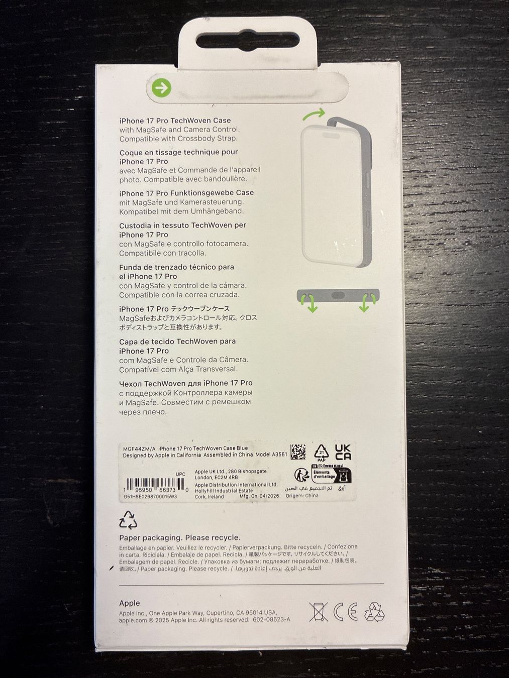 Apple Cover & Protezioni schermo: Apple TechWoven Case für iPhone 17 Pro – Nuovo e nell'imballaggio originale da Bern venduto da Lukas_Skywalker 1