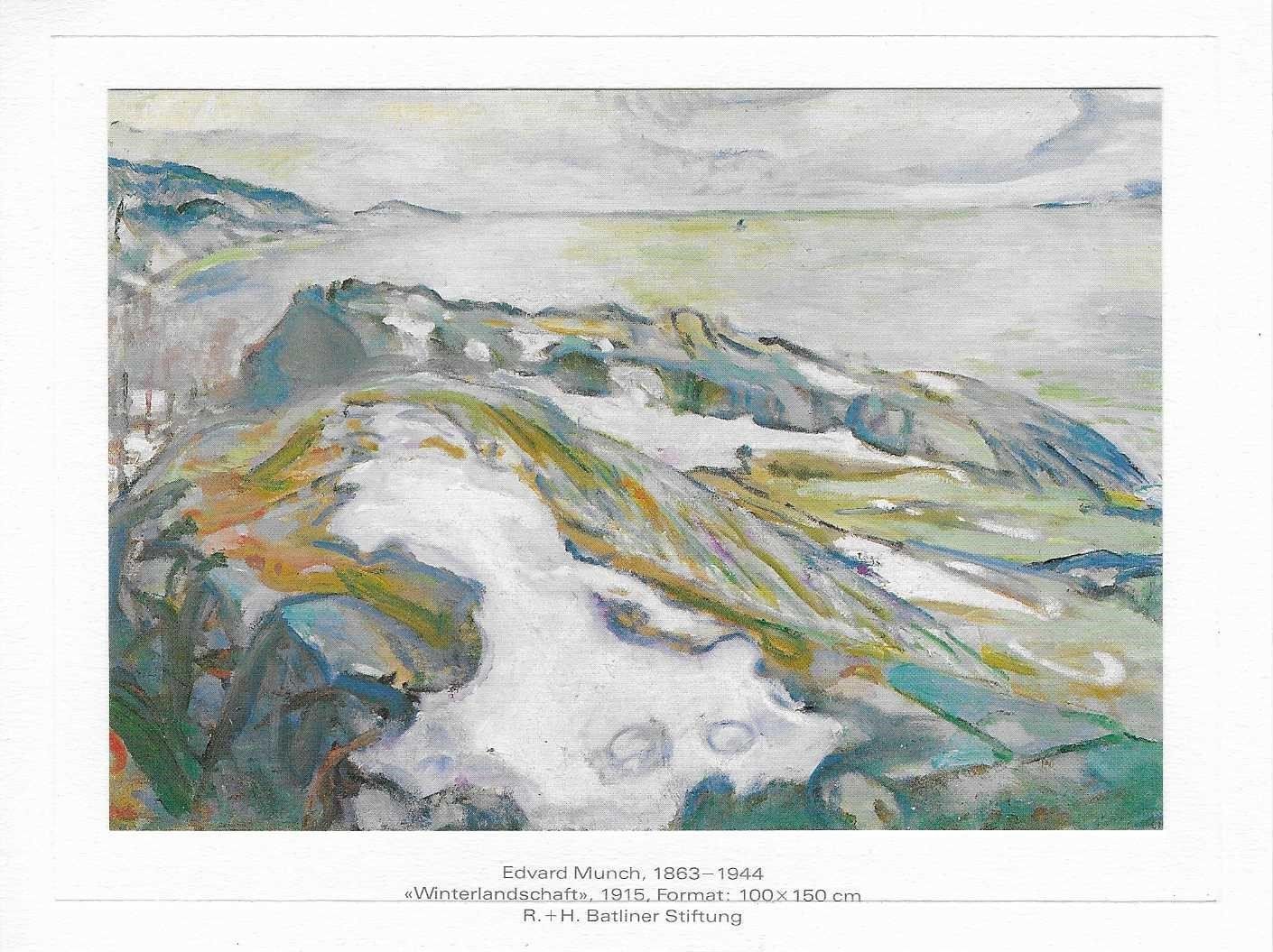Cartoline postali: Edvard Munch «Winterlandschaft», ca. 15 x 10.5 cm – Usato da Flims - Dorf venduto da Stagediver