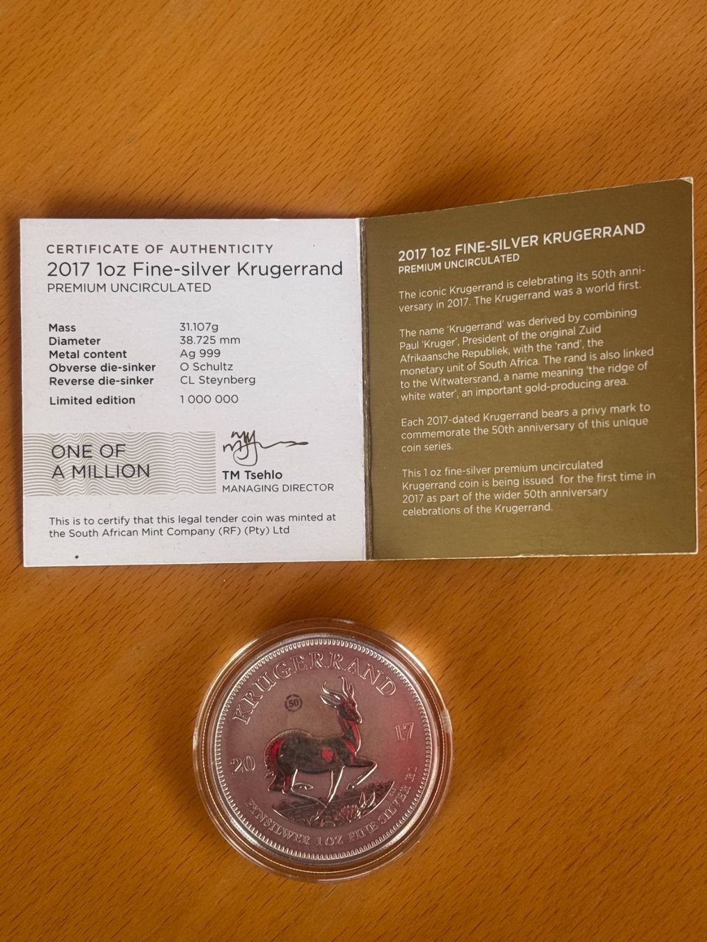 Alle Münzen: Silber Krügerrand 1oz 2017 - 50th Anniversary – Neu und originalverpackt aus Birsfelden von Berg41_7 2
