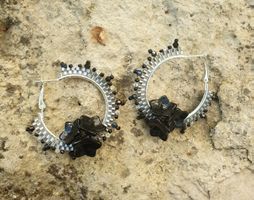 Creolen Ohrringe Handmade Perlen Kristalle Boho Elegant