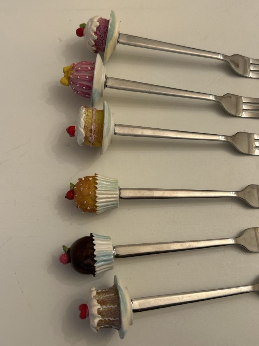 Set di posate: 6er Set entzückende Tortengäbelchen Cupcake Modell – Nuovo (secondo la descrizione) da Allschwil venduto da Maline1 4