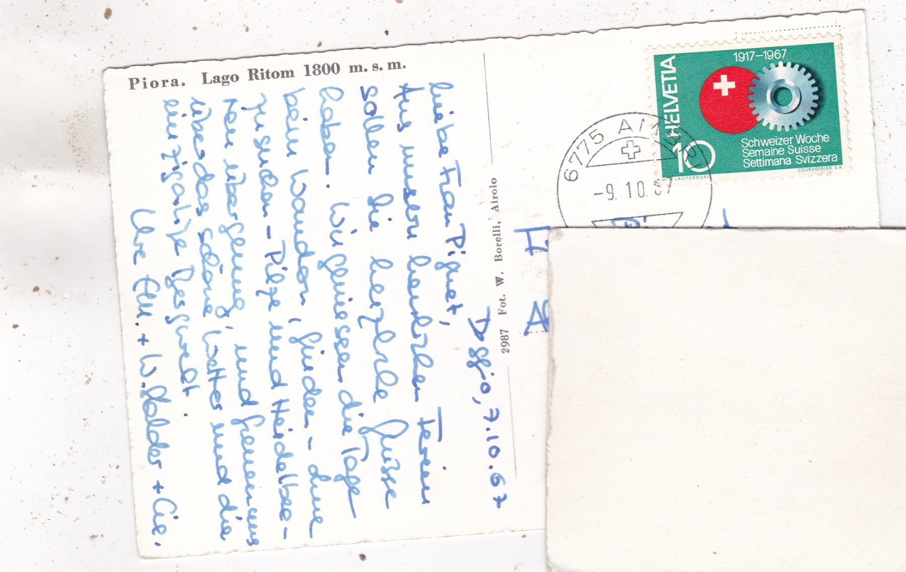 Cartoline postali: Piora Lago Ritom 1967 – Usato da Herisau venduto da Lisegrat2008 1