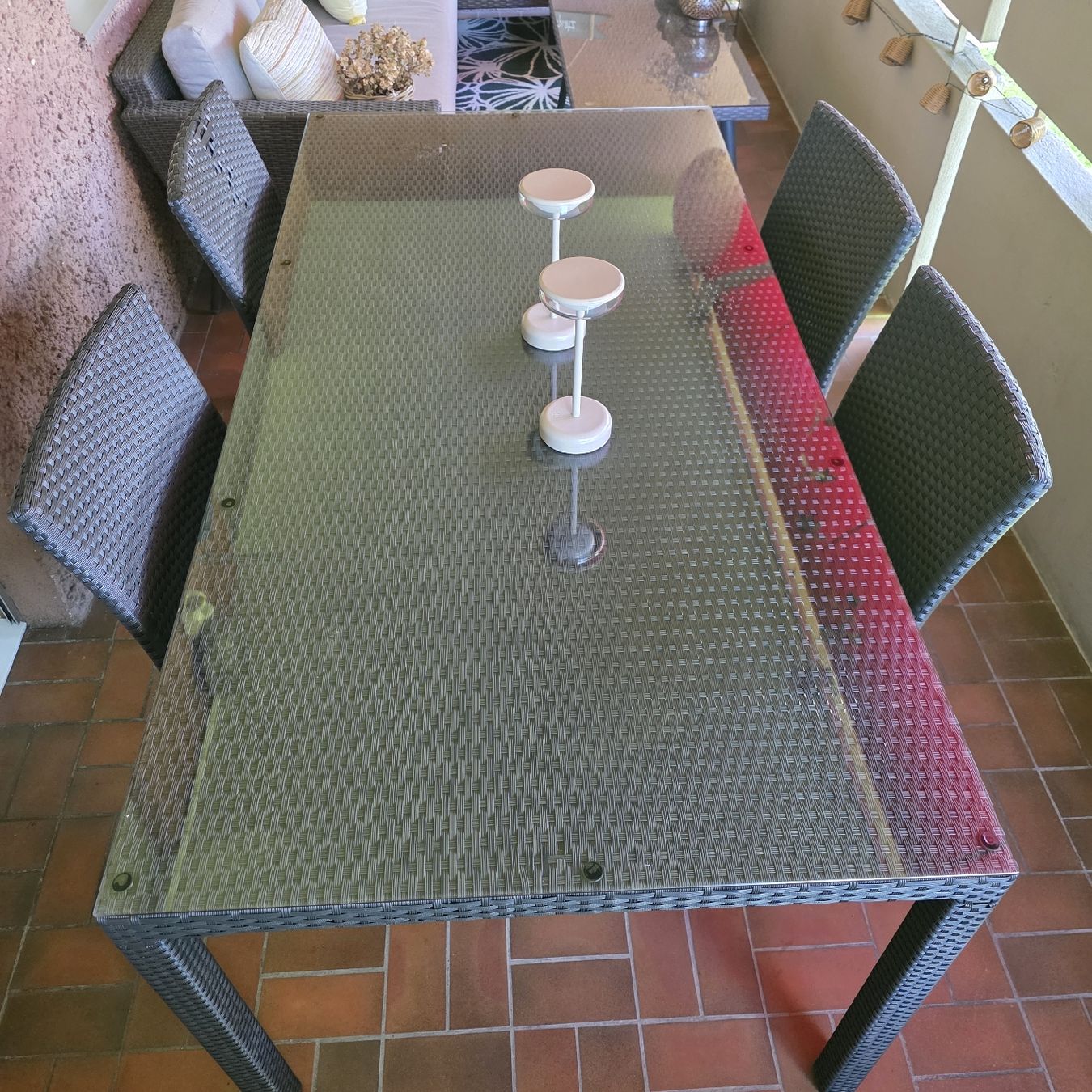Set di tavolo e panche: Rattan Gartentisch mit 4 Stühlen – Usato da Winterthur venduto da mille89