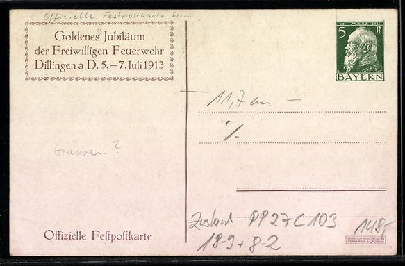 Entiers postaux: Ganzsache PP27 C103: Dillingen a. d. D., – D'occasion à Berlin par bartko-reher 1