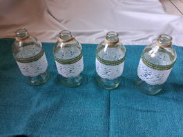 Vintage 4er Set Flaschen, Tischdeko, Hochzeit, Shabby chic