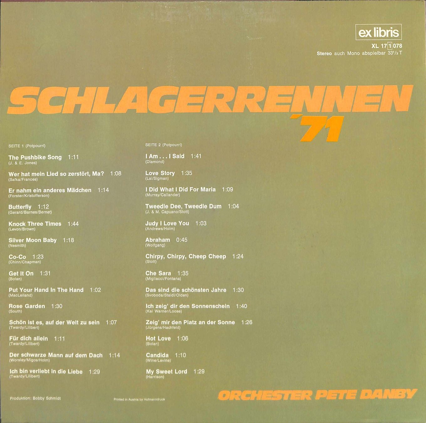Dischi in vinile: LP: Orch. Pete Danby - Schlagerrennen 71 – Usato da Trimmis venduto da Dres2 1