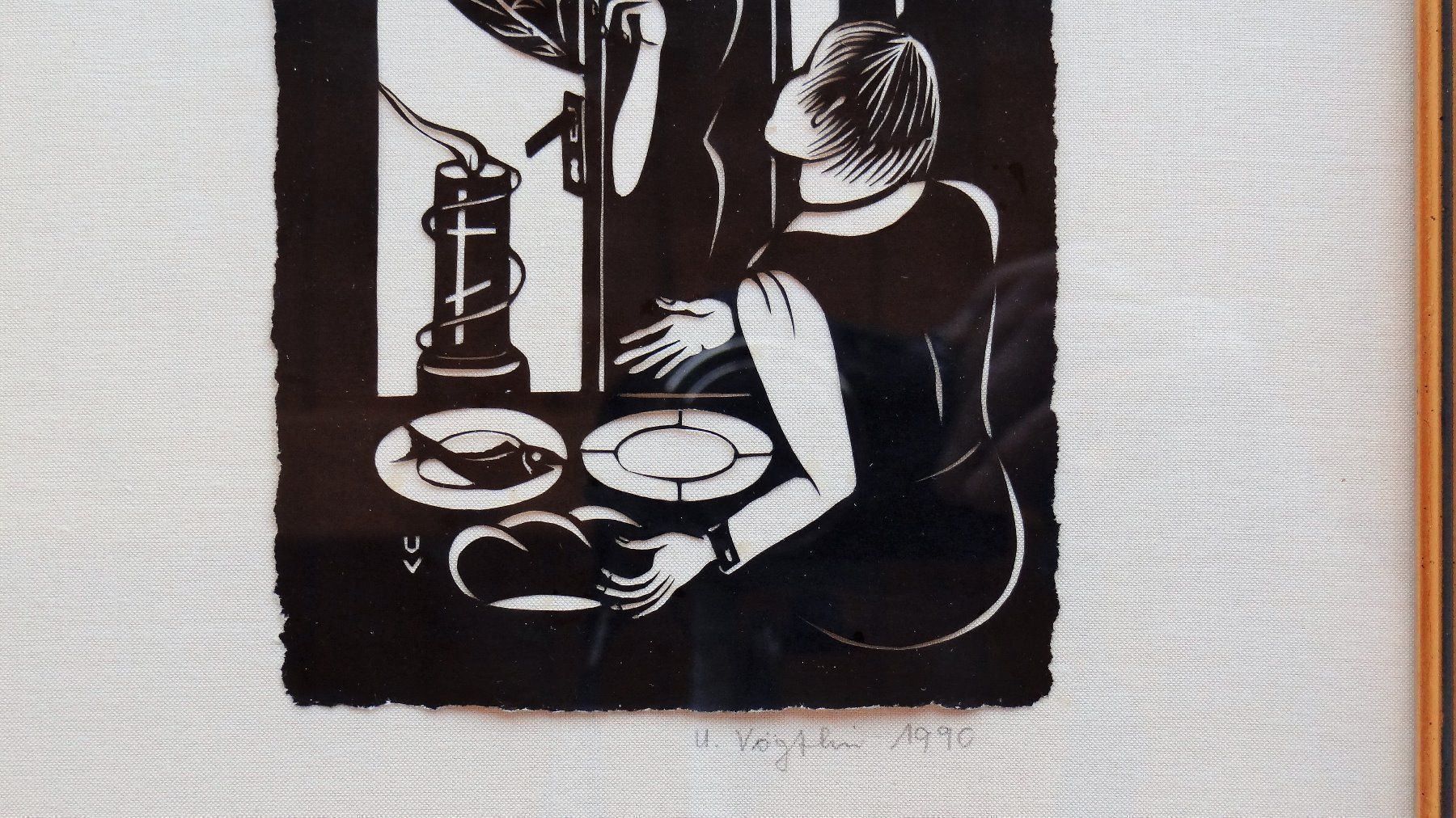 Grafica & Litografie: Scherenschnitt auf Leinen, U. Vögtlin, – Usato da Alpnach Dorf venduto da MZ001 2