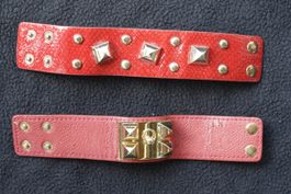 Bracelets Rouges Clous Dorés Style Rock Chic Bohème Été 55