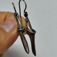Skulpturale Vintage Silber-Ohrhänger 925 – Modernist A1