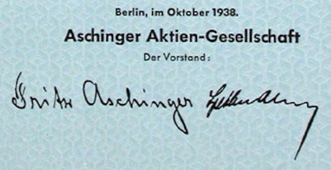 Documenti: Aschinger AG, Berlin - 1938 – Usato da Solothurn venduto da Sgasche 1
