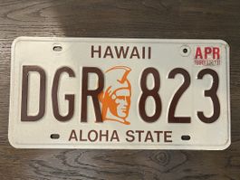 Original Hawaii Nummernschild DGR 823, Jahrgang 1991!