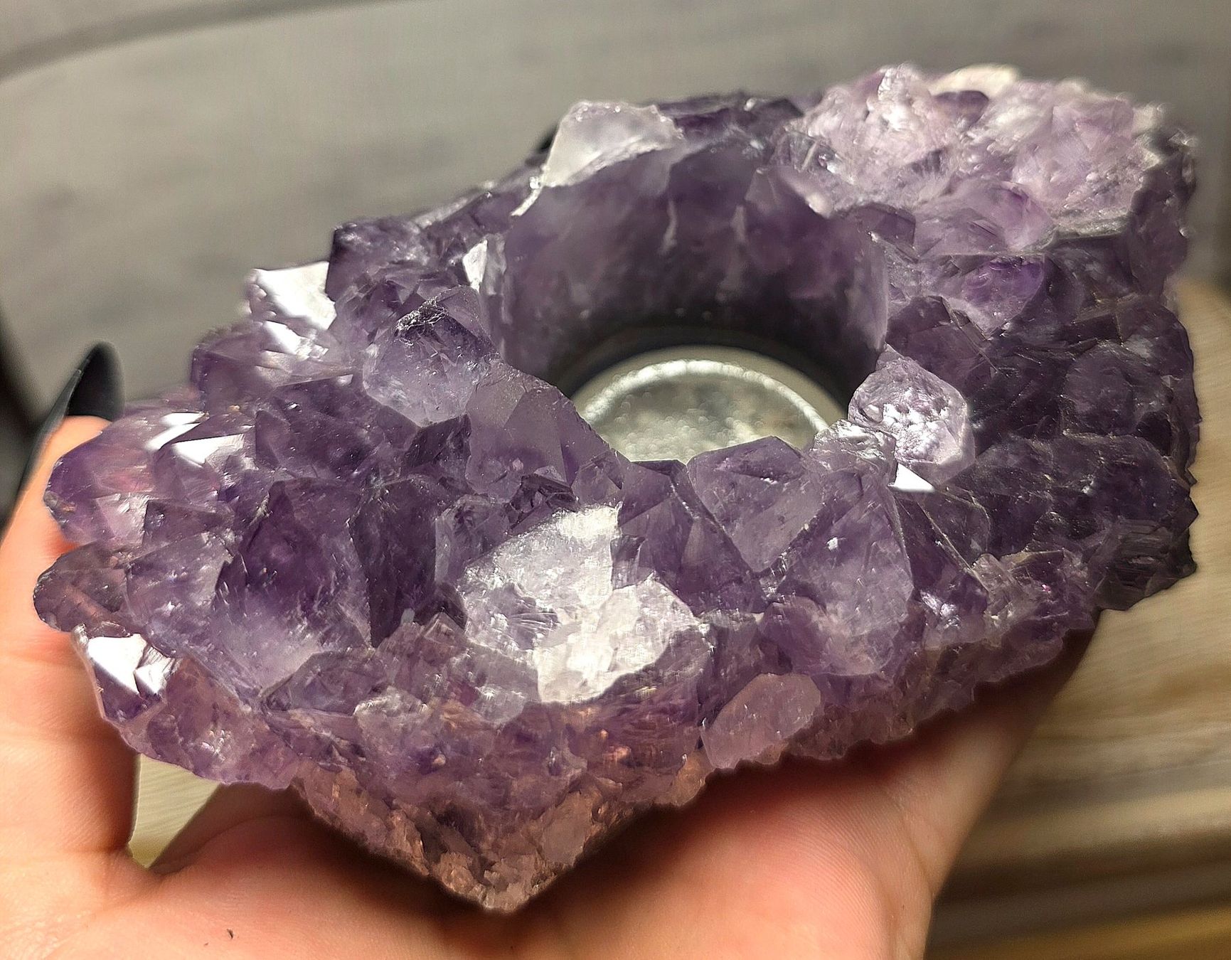 Minerali & Pietre curative: Amethyst Teelicht Halter I 715g – Nuovo e nell'imballaggio originale da Matzingen venduto da Shay_Crystalz 2