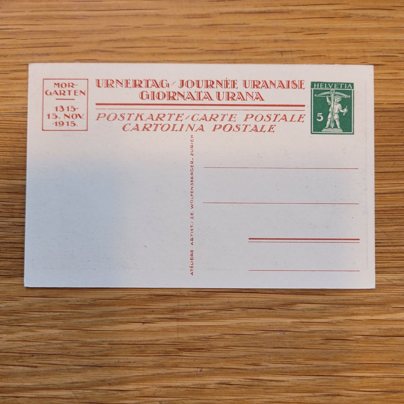 Cartoline postali: GS *  Morgarten Urnertag1915 – Usato da Biel/Bienne venduto da Destockweb 1