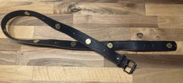 Gürtel schwarz mit Münzen gold, 80cm