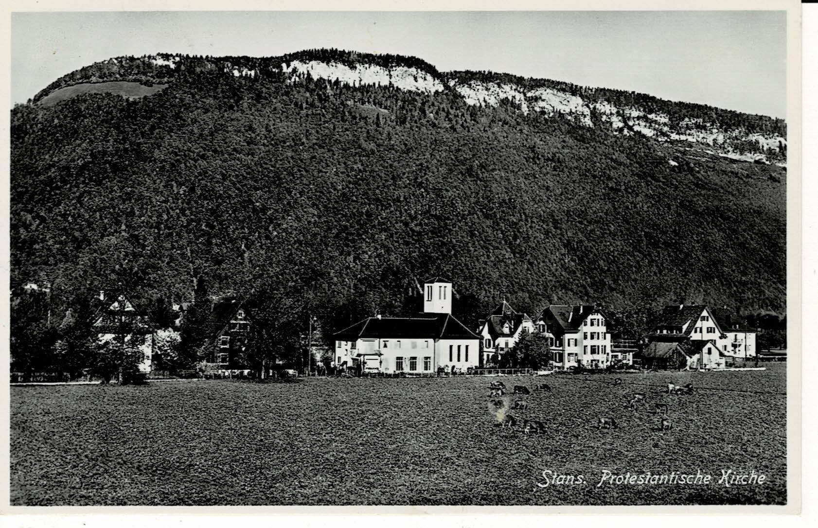 Cartoline postali: STANS Protestantische Kirche NW gel. 1952! – Usato da Hergiswil NW venduto da Kartenfrau