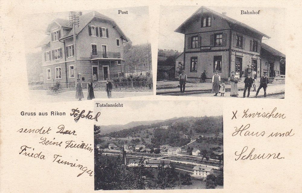 Gruss aus Rikon im Tösstal - Karte mit 3 Bilder. 1913 (Gebraucht) in ...