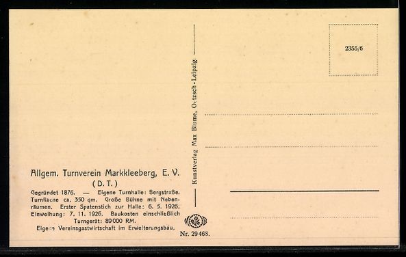 Ansichtskarten: Markkleeberg, Allgemeiner Turnverein, Ei – Gebraucht aus Berlin von bartko-reher 1