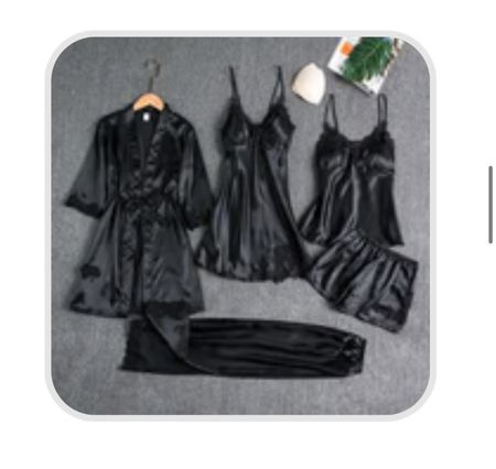 5 Piece Pyjama Set schwarz