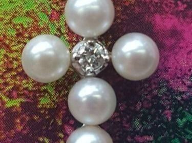 Catenine: 750 Goldkreuz, mit Brillant und Perlen – Nuovo (secondo la descrizione) da Unterägeri venduto da Altgoldschmuck 4