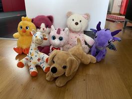 Plüschtiere-Set 7 Stk. verschiedene Tiere, guter Zustand!