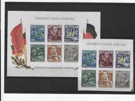 DDR 1955 ** FRIEDRICH-ENGELS JAHR EINZEL + BLOCK