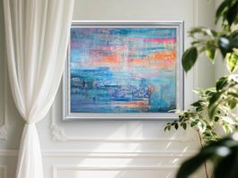 Originalgemälde in Türkis auf Leinwand 100x80 cm Unikat