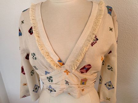 Fame Hippie Bluse in Gr. L, Beige, NEU