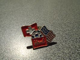 Pin Wernli, Flagge Schweiz/USA, Fussball