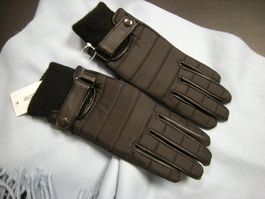 ESPRIT Leder Wolle Stoff Handschuhe Gr. S schwarz