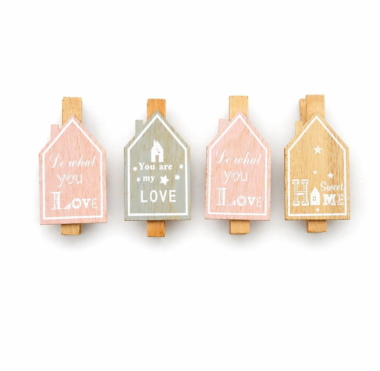 Tutte le decorazioni: 4x Holzklammern Hausform – Nuovo e nell'imballaggio originale da Fully venduto da VaneaSelection 1