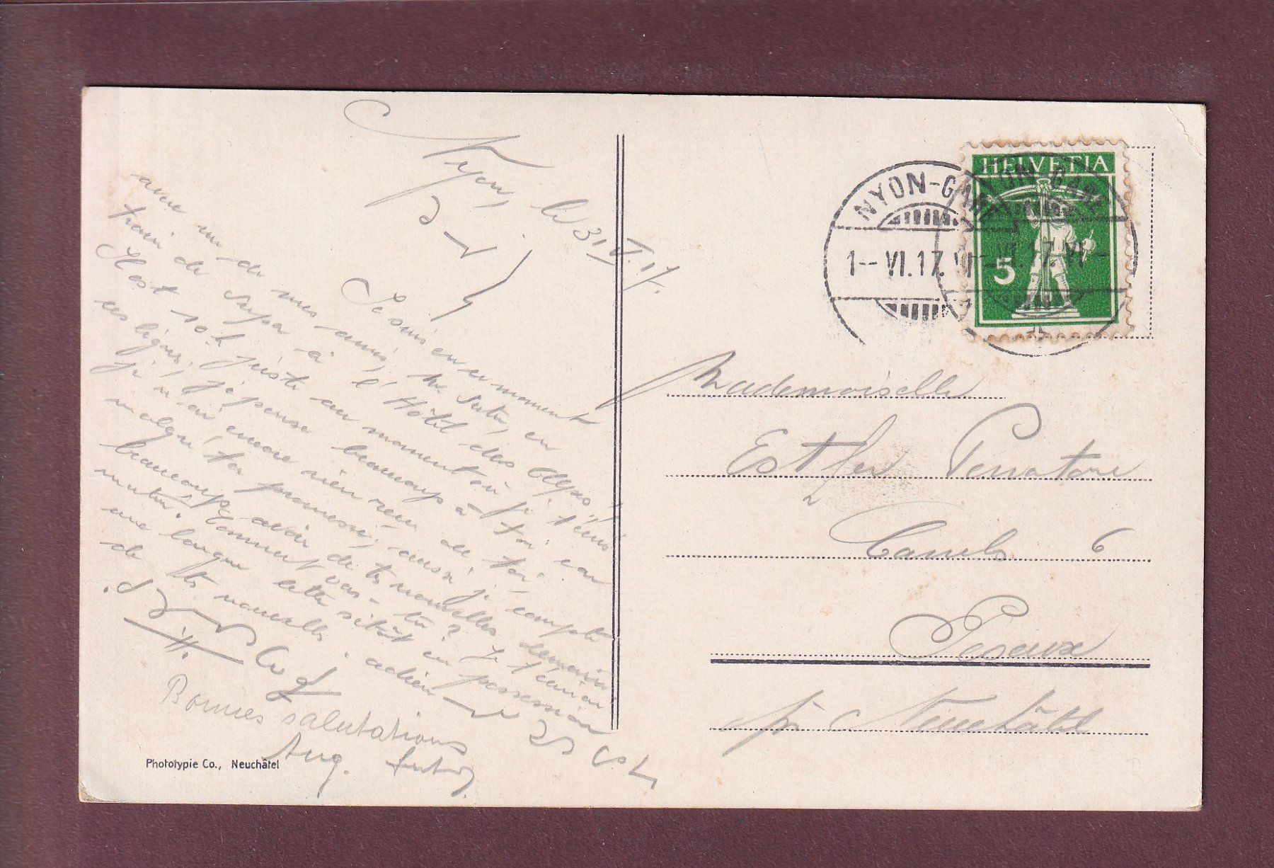 Cartoline postali: NYON - Nouveau Quai - 1917 – Usato da Pully venduto da nicecards 1