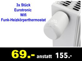 🔴  Funk-Heizkörperthermostat 3x Stück EUTRONIC Wifi /770Z